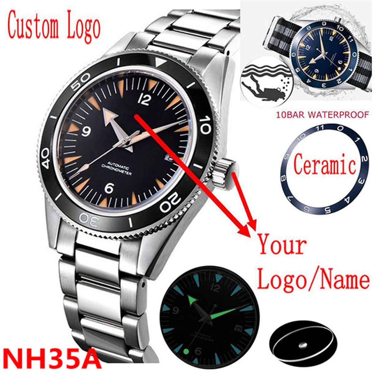 Luxury Watch Life - Özel Logo NH35 Hareket Izle 10bar