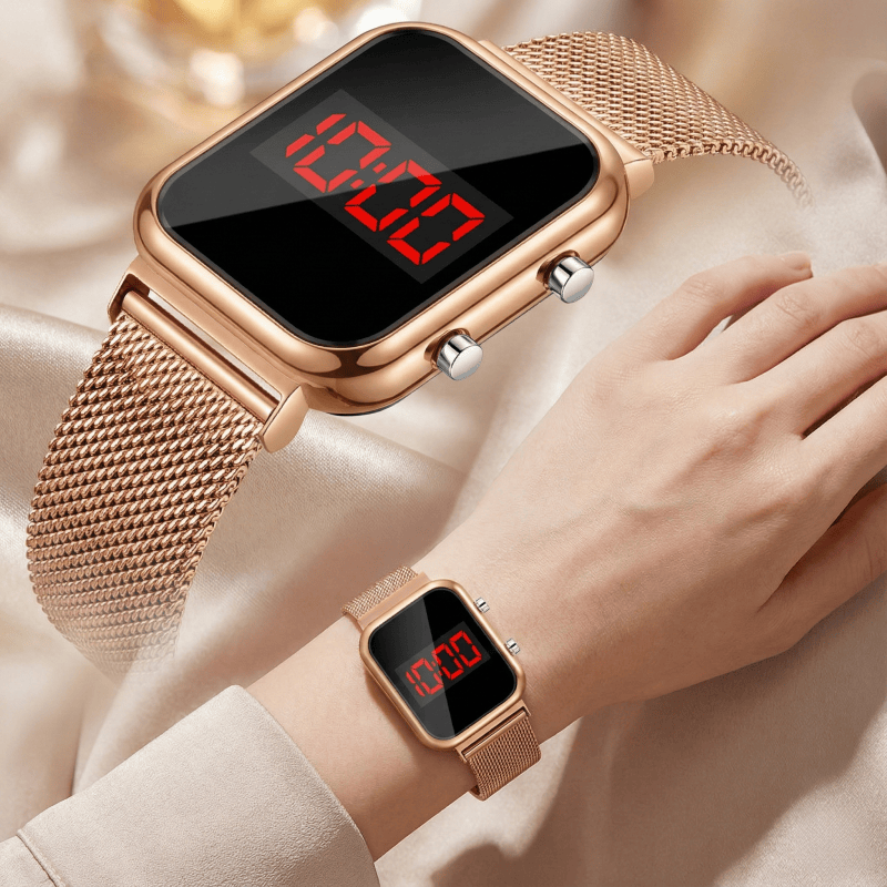 Luxury Watch Life - Moda Manyetik Toka Dikdörtgen LED Dijital