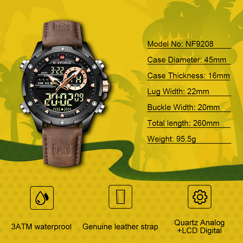 Field Watch Military - Yeni NAVIFORCE Erkek Saatler Kuvars Kronograf