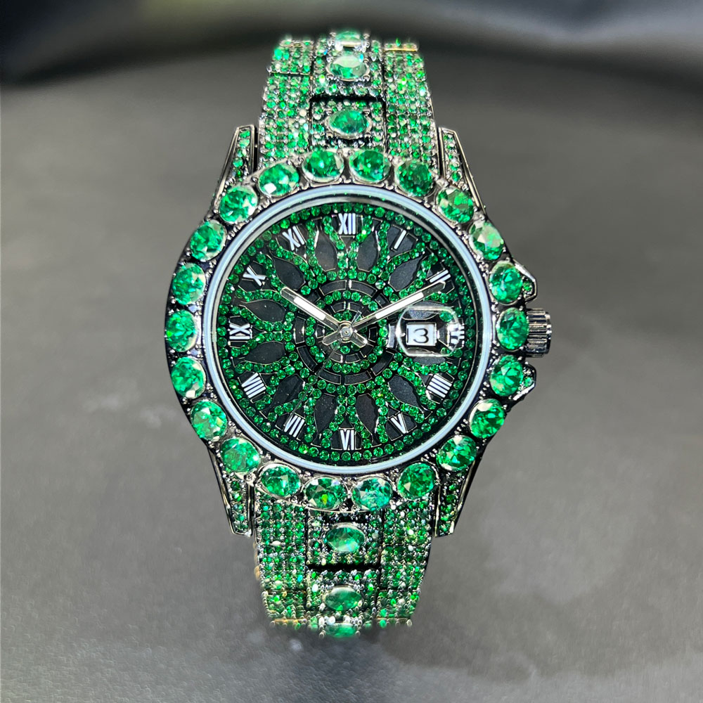 Luxury Watch And Jewelry Brand - Yeşil Elmas Erkek Saati MISSFOX Marka