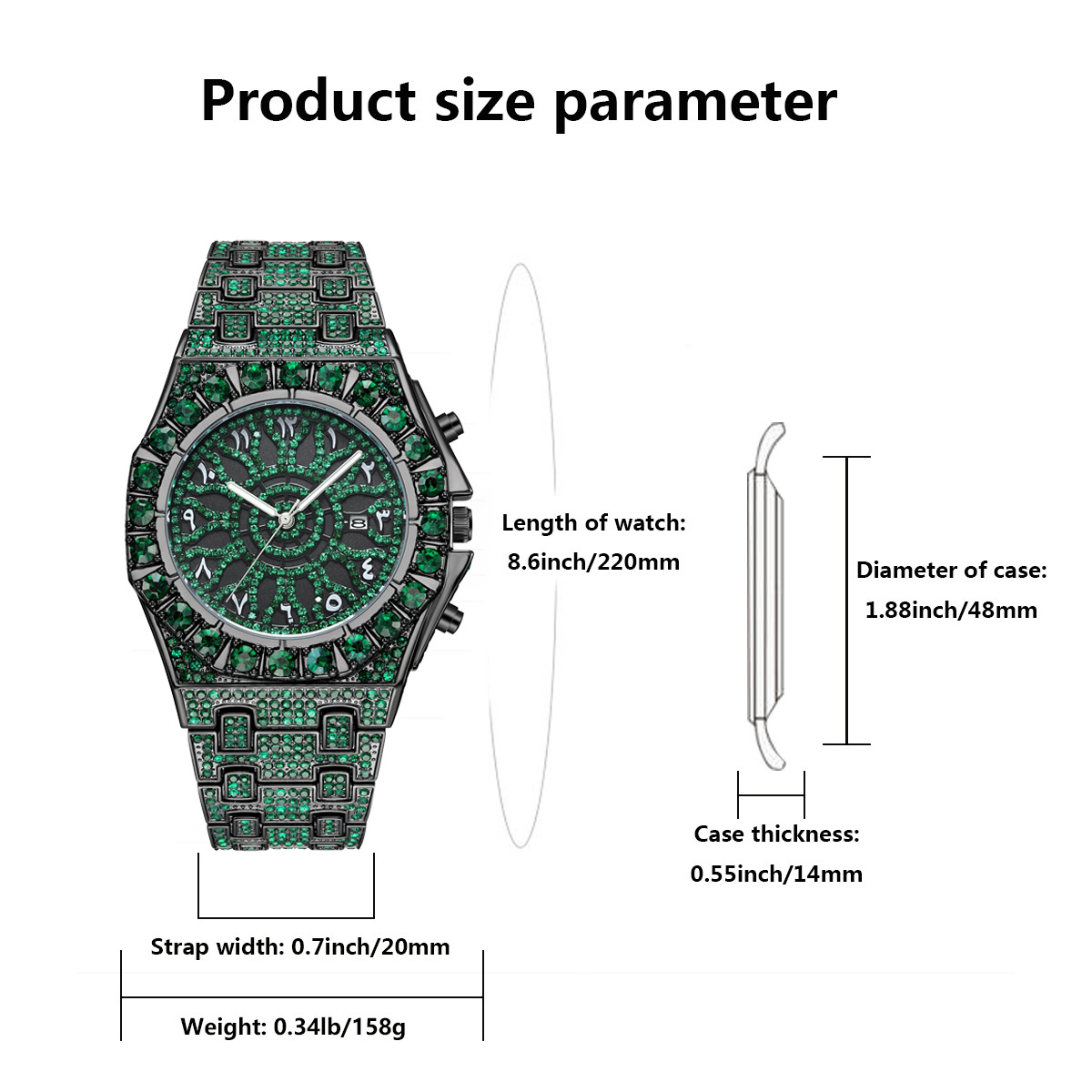 Hip Hop Yeşil Buzlu Kol Saati  - Luxury Watch And Jewelry Brand incelemesi ve fiyatı