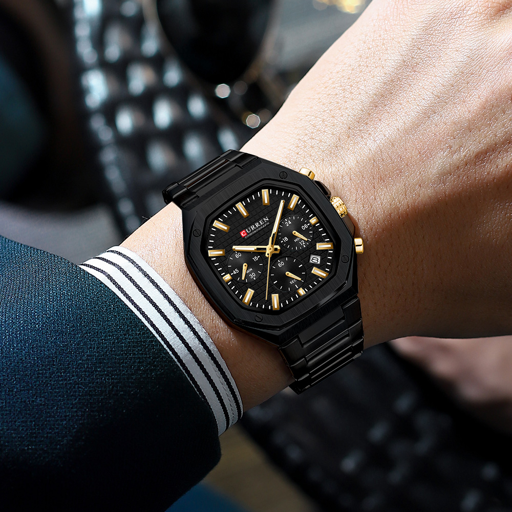 CURREN Lüks Kare Chrono İzle E - Luxury Watch Dial incelemesi ve fiyatı